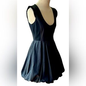 GESTUZ NWOT BLACK LAMBSKIN LEATHER BUBBLE BABYDOLL DRESS SIZE 36/M